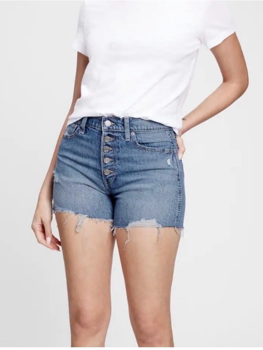 GAP 99% Cotton Blue High-Rise Button-Fly Denim Shorts